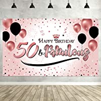 Blulu Decoración de Fiesta de 50 Cumpleaños- Póster de Señal de Tela Extra Grande para 50 Aniversario Fondo de Foto…